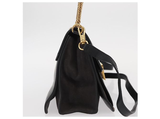 Givenchy Borsa a spalla con catena in pelle nera e oro Auth BA7680 Nero D'oro - vista 4