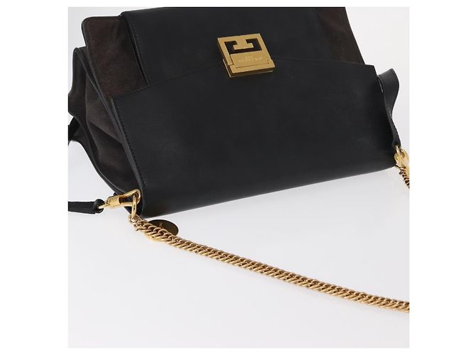 Givenchy Borsa a spalla con catena in pelle nera e oro Auth BA7680 Nero D'oro - vista 6