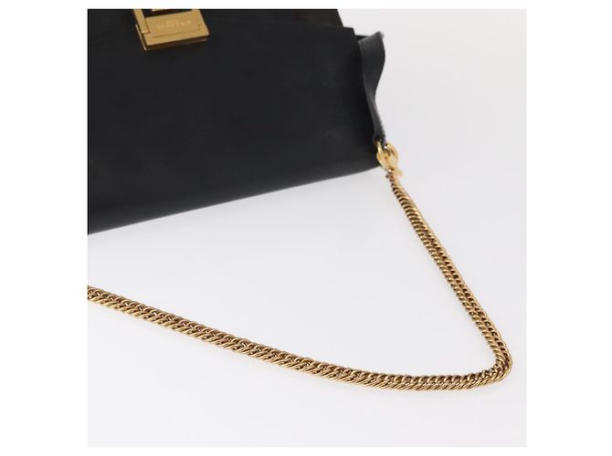 Givenchy Borsa a spalla con catena in pelle nera e oro Auth BA7680 Nero D'oro - vista 7