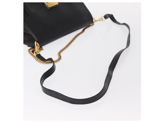 Givenchy Borsa a spalla con catena in pelle nera e oro Auth BA7680 Nero D'oro - vista 8