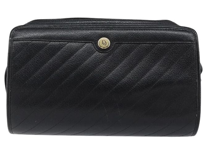 Borsa a Spalla Christian Dior in Pelle Nera e Oro Auth SW1767 Nero D'oro - vista 13