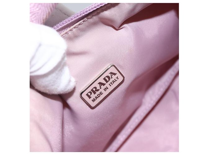 PRADA Borsa a mano in nylon rosa argento Auth 156269 - vista 16