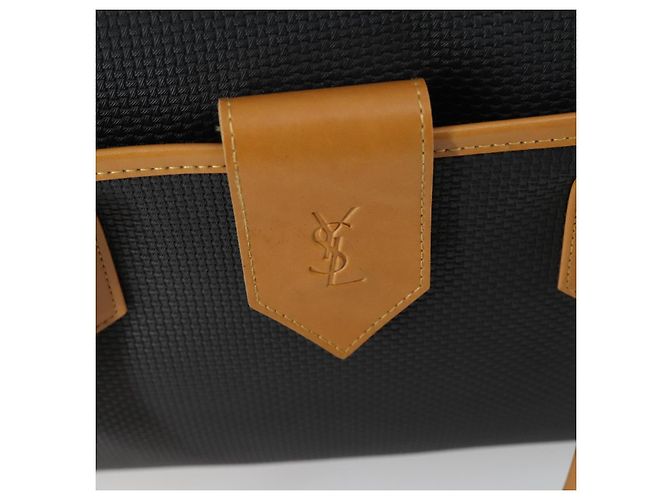 Borsa Boston in PVC pelle nera e marrone Auth bs31405 di SAINT LAURENT Nero - vista 14