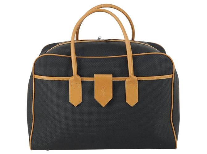 Borsa Boston in PVC pelle nera e marrone Auth bs31405 di SAINT LAURENT Nero - vista 2