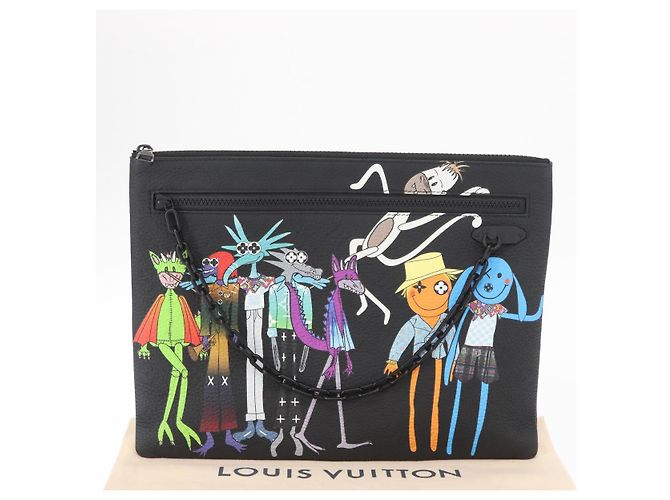 LOUIS VUITTON Pochette A4 Monogram Taurillon LV Friend M80147 Auth LV 156664SM Nero - vista 24