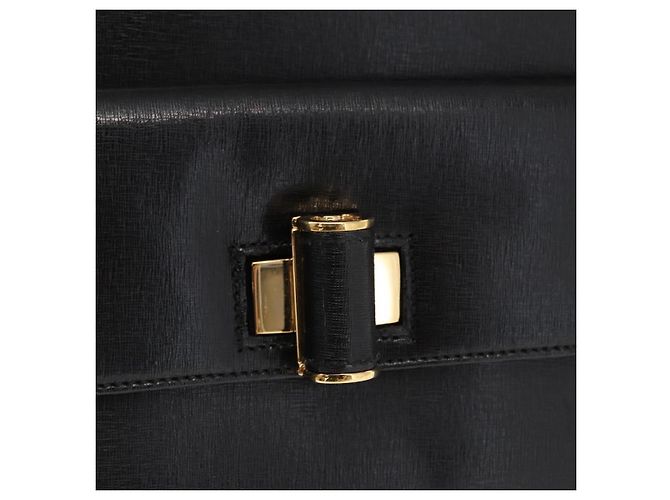 Borsa Tote Salvatore Ferragamo in pelle nera e oro Auth ka699 Nero D'oro - vista 14