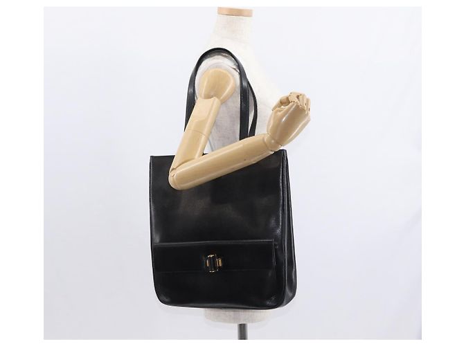 Borsa Tote Salvatore Ferragamo in pelle nera e oro Auth ka699 Nero D'oro - vista 21