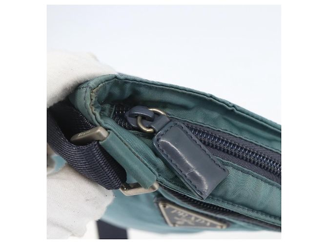 Borsa a Spalla PRADA in Nylon Blu Argento Autentica 155943 - vista 14