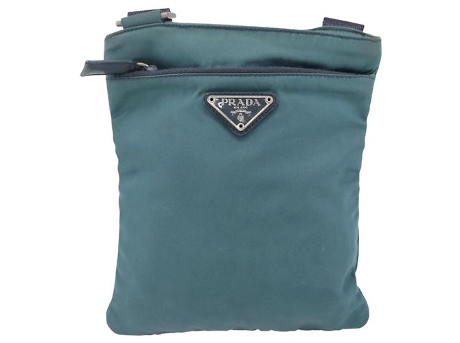 Borsa a Spalla PRADA in Nylon Blu Argento Autentica 155943 - vista 2