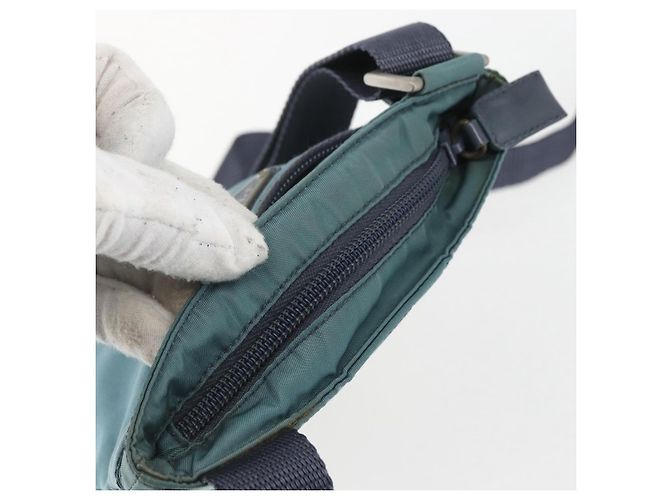 Borsa a Spalla PRADA in Nylon Blu Argento Autentica 155943 - vista 6