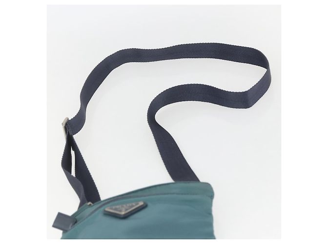 Borsa a Spalla PRADA in Nylon Blu Argento Autentica 155943 - vista 8