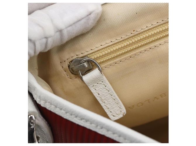 Bulgari Borsa a Spalla BVLGARI in Pelle Rossa e Bianca Auth BA6910 Bianco Rosso - vista 18