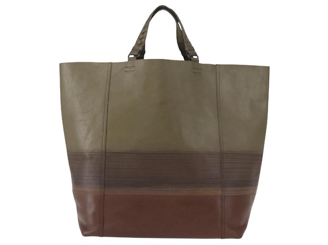 Autre Marque BORSO A MANO IN PELLE INTRECCIATO BOTTEGA VENETA KHAKI Auth bs30818 - vista 13