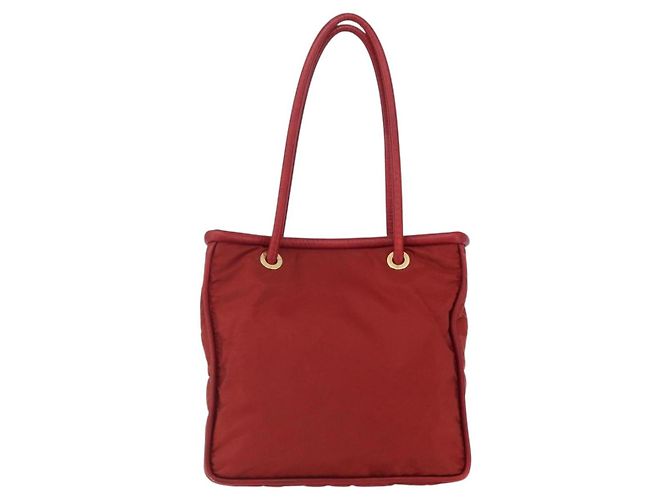 Céline Bolso Tote de Nylon Rojo Dorado Auth 149130 Roja - vista 2