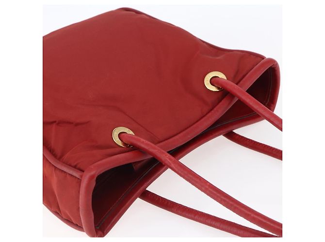 Céline Bolso Tote de Nylon Rojo Dorado Auth 149130 Roja - vista 6
