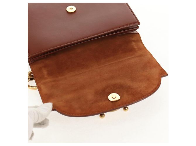 Borsa a spalla con catena Christian Dior in pelle marrone dorato Auth 154079V D'oro - vista 18