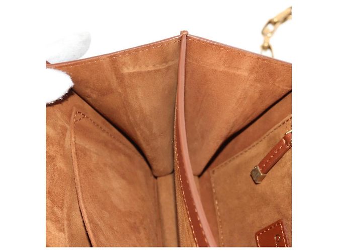 Borsa a spalla con catena Christian Dior in pelle marrone dorato Auth 154079V D'oro - vista 23