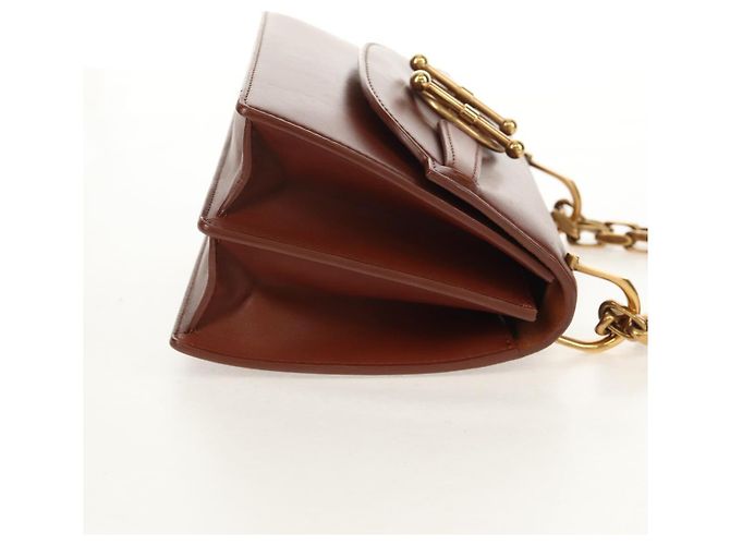Borsa a spalla con catena Christian Dior in pelle marrone dorato Auth 154079V D'oro - vista 5