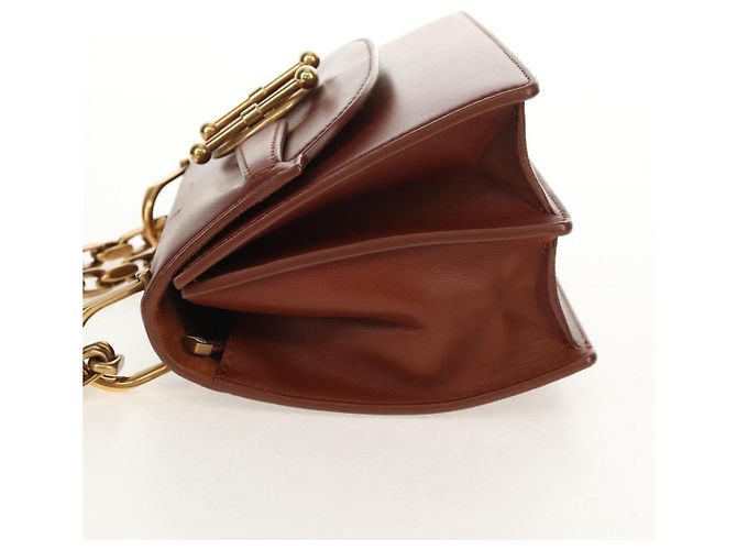 Borsa a spalla con catena Christian Dior in pelle marrone dorato Auth 154079V D'oro - vista 6