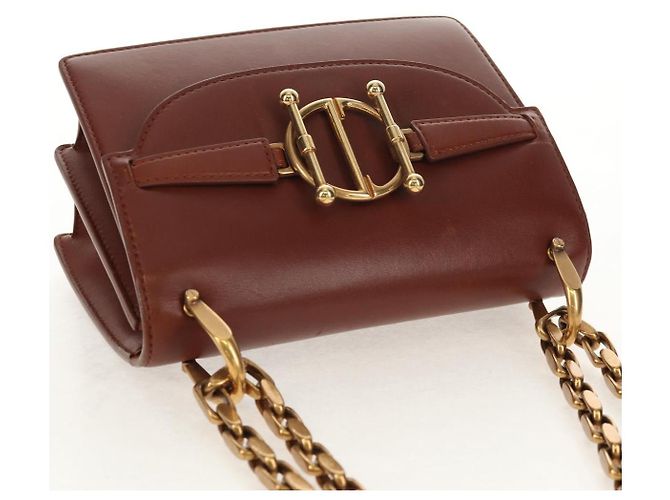 Borsa a spalla con catena Christian Dior in pelle marrone dorato Auth 154079V D'oro - vista 7