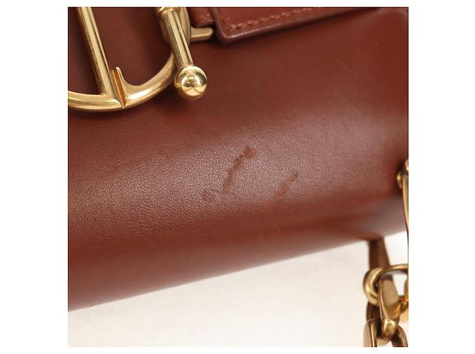 Borsa a spalla con catena Christian Dior in pelle marrone dorato Auth 154079V D'oro - vista 8