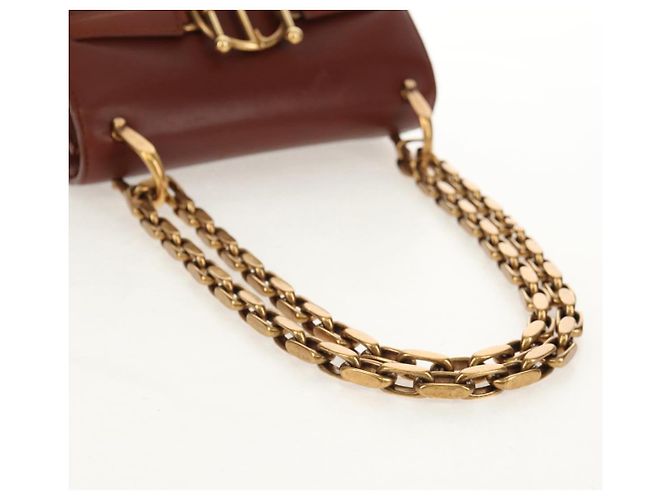Borsa a spalla con catena Christian Dior in pelle marrone dorato Auth 154079V D'oro - vista 9
