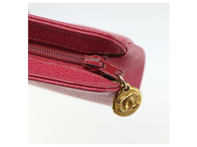 Pochette CHANEL in Pelle Caviar Rosa Oro CC Auth bs31455 D'oro - vista 12