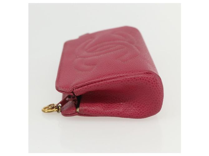 Pochette CHANEL in Pelle Caviar Rosa Oro CC Auth bs31455 D'oro - vista 4