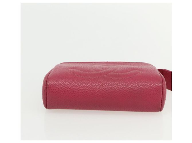 Pochette CHANEL in Pelle Caviar Rosa Oro CC Auth bs31455 D'oro - vista 7