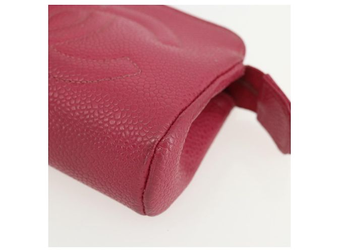 Pochette CHANEL in Pelle Caviar Rosa Oro CC Auth bs31455 D'oro - vista 8
