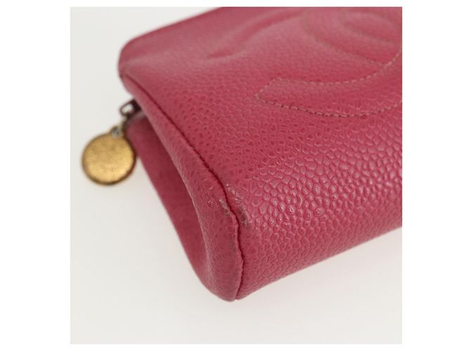 Pochette CHANEL in Pelle Caviar Rosa Oro CC Auth bs31455 D'oro - vista 9