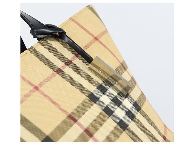 BURBERRY Nova Check Handtasche aus PVC Beige Silber Auth BA8235 - Ansicht 10