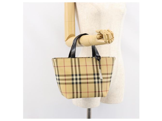 BURBERRY Nova Check Handtasche aus PVC Beige Silber Auth BA8235 - Ansicht 22