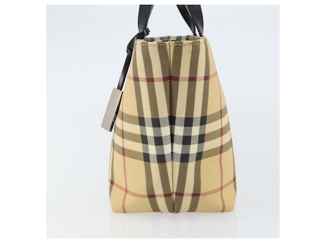 BURBERRY Nova Check Handtasche aus PVC Beige Silber Auth BA8235 - Ansicht 4