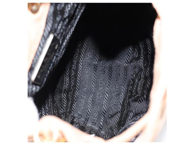 Sac à bandoulière en chaîne Prada en daim orange et or Auth bs31389 Doré - vue 10