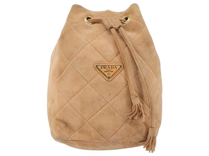 Sac à bandoulière en chaîne Prada en daim orange et or Auth bs31389 Doré - vue 13