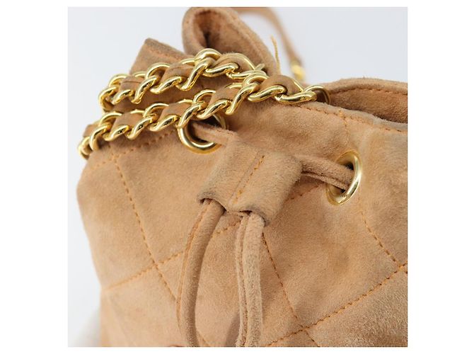 Sac à bandoulière en chaîne Prada en daim orange et or Auth bs31389 Doré - vue 18