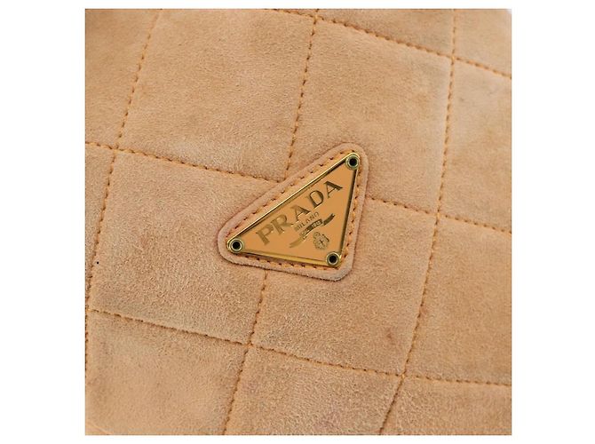 Sac à bandoulière en chaîne Prada en daim orange et or Auth bs31389 Doré - vue 19