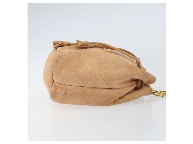 Sac à bandoulière en chaîne Prada en daim orange et or Auth bs31389 Doré - vue 3