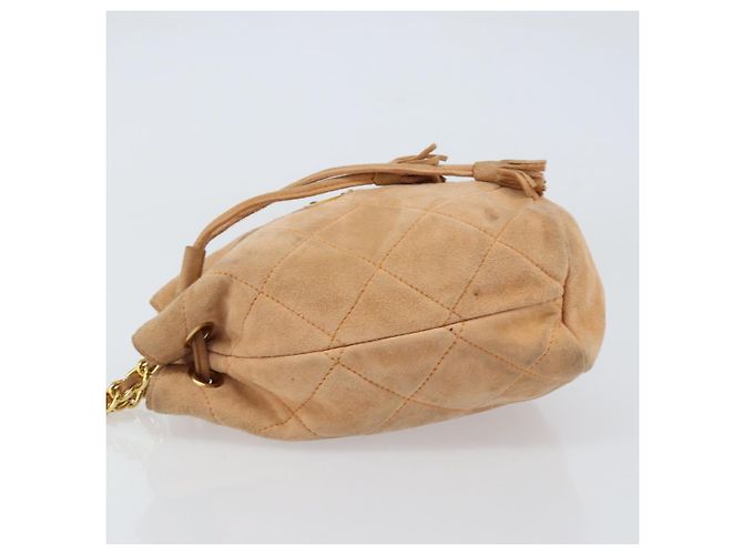 Sac à bandoulière en chaîne Prada en daim orange et or Auth bs31389 Doré - vue 4
