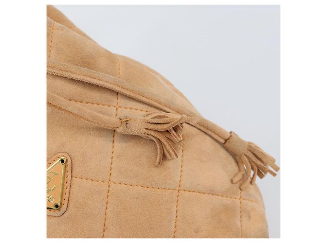 Sac à bandoulière en chaîne Prada en daim orange et or Auth bs31389 Doré - vue 9