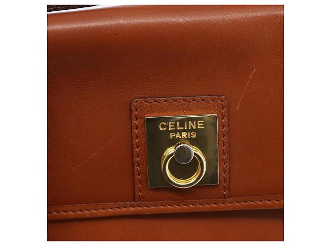 Céline Borsa a mano CELINE in pelle 2 in 1 marrone oro Auth mr1643 D'oro - vista 16