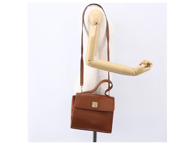 Céline Borsa a mano CELINE in pelle 2 in 1 marrone oro Auth mr1643 D'oro - vista 23