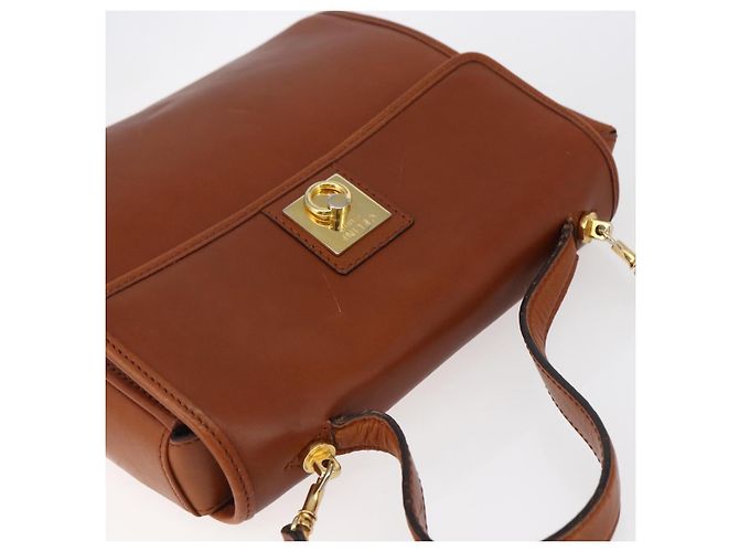 Céline Borsa a mano CELINE in pelle 2 in 1 marrone oro Auth mr1643 D'oro - vista 6