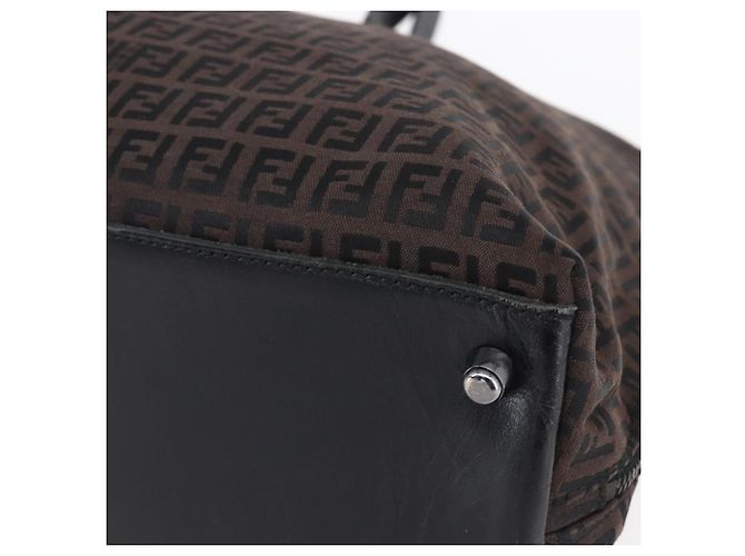 FENDI Zucchino Canvas Tote Bag Braun Silber Authentisch 153133 - Ansicht 15