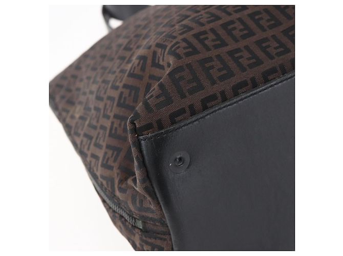 FENDI Zucchino Canvas Tote Bag Braun Silber Authentisch 153133 - Ansicht 16