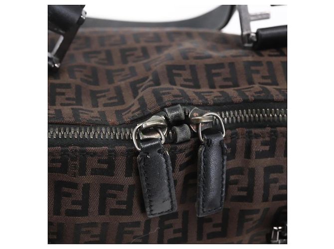 FENDI Zucchino Canvas Tote Bag Braun Silber Authentisch 153133 - Ansicht 19