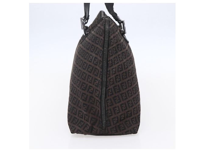 FENDI Zucchino Canvas Tote Bag Braun Silber Authentisch 153133 - Ansicht 4