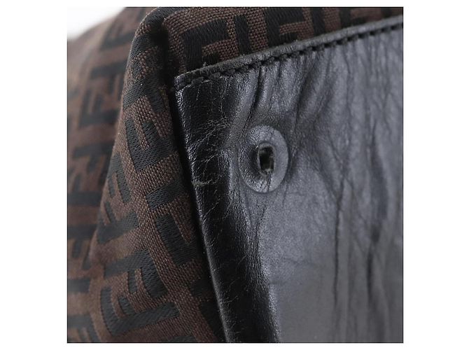 FENDI Zucchino Canvas Tote Bag Braun Silber Authentisch 153133 - Ansicht 9