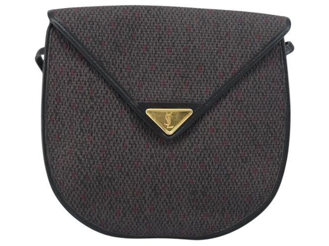 Borsa a Spalla SAINT LAURENT in Pelle PVC Grigia Oro Auth bs31403 Marrone D'oro - vista 2